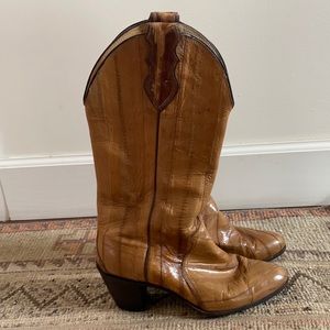 Justin’s Eel Skin Women’s Boots Caramel Tan Size 8.5